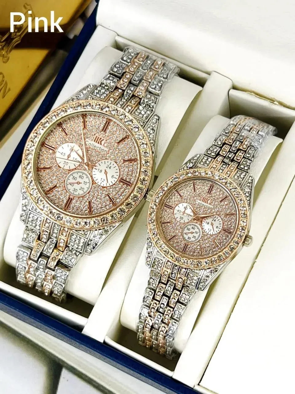 Diamond-Accented Couple Watch Set – Matching His & Her Fashion Wristwatches | Gift for Couples