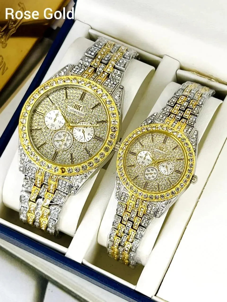 Diamond-Accented Couple Watch Set – Matching His & Her Fashion Wristwatches | Gift for Couples
