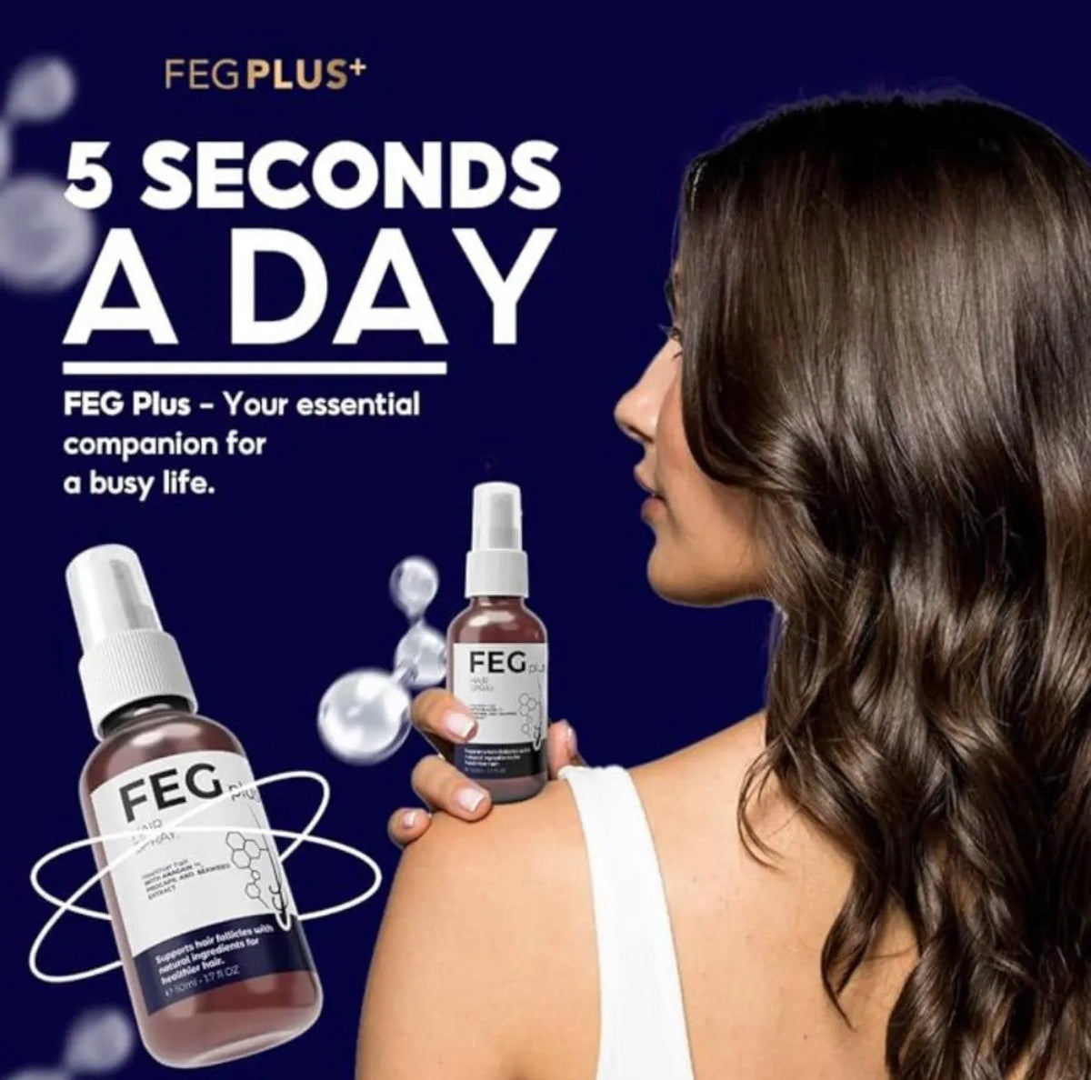 FEG Plus Hair & Beard Growth Spray – Minoxidil, Redensyl & Natural Extracts Formula | 50ml