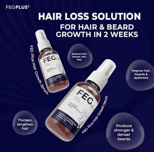 FEG Plus Hair & Beard Growth Spray – Minoxidil, Redensyl & Natural Extracts Formula | 50ml